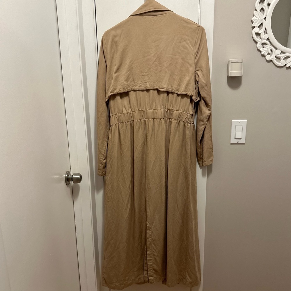 AMALIE THE LABEL Monimonie Linen Blend Long Trench Coat Natural Tan Casual Sz 8 - Picture 6 of 10